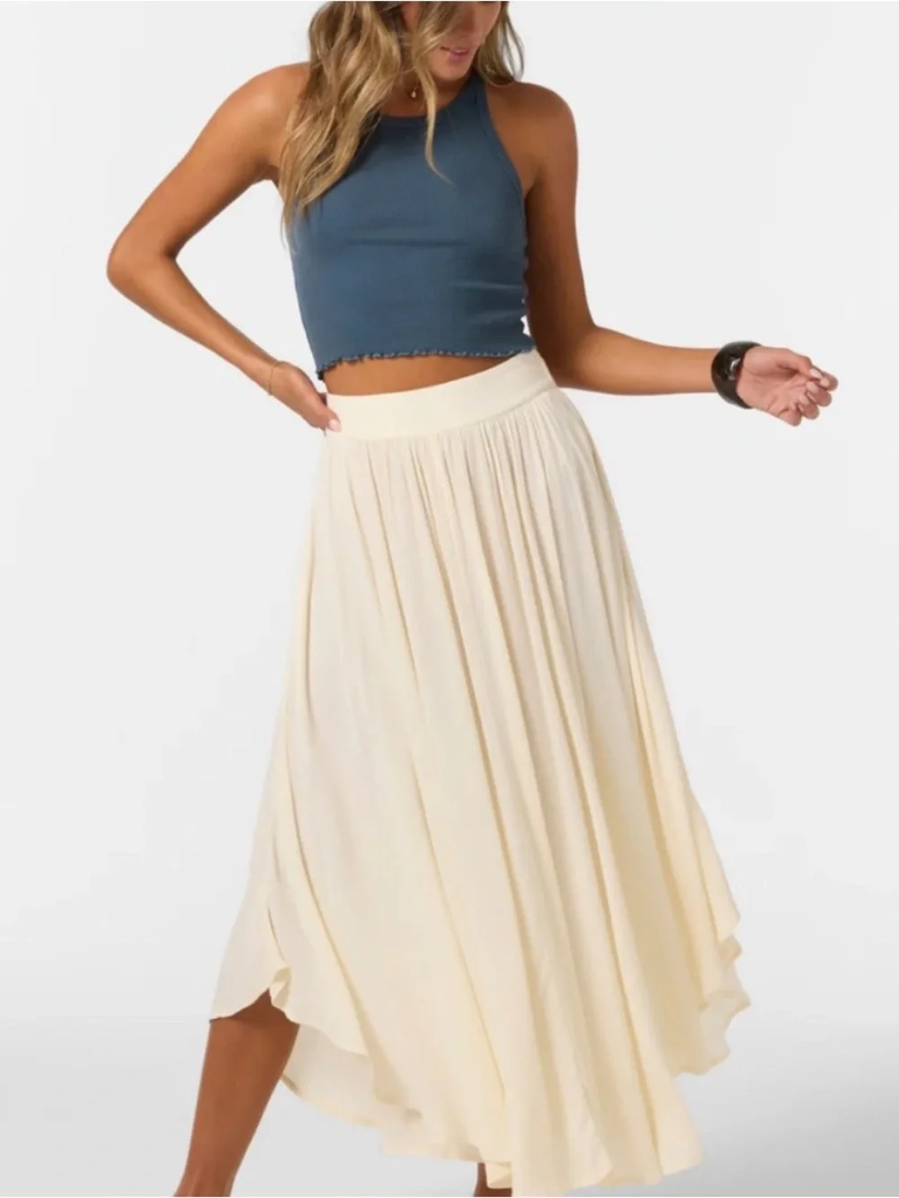 O'Neill Cream High-Waist Flowing Maxi Skirt